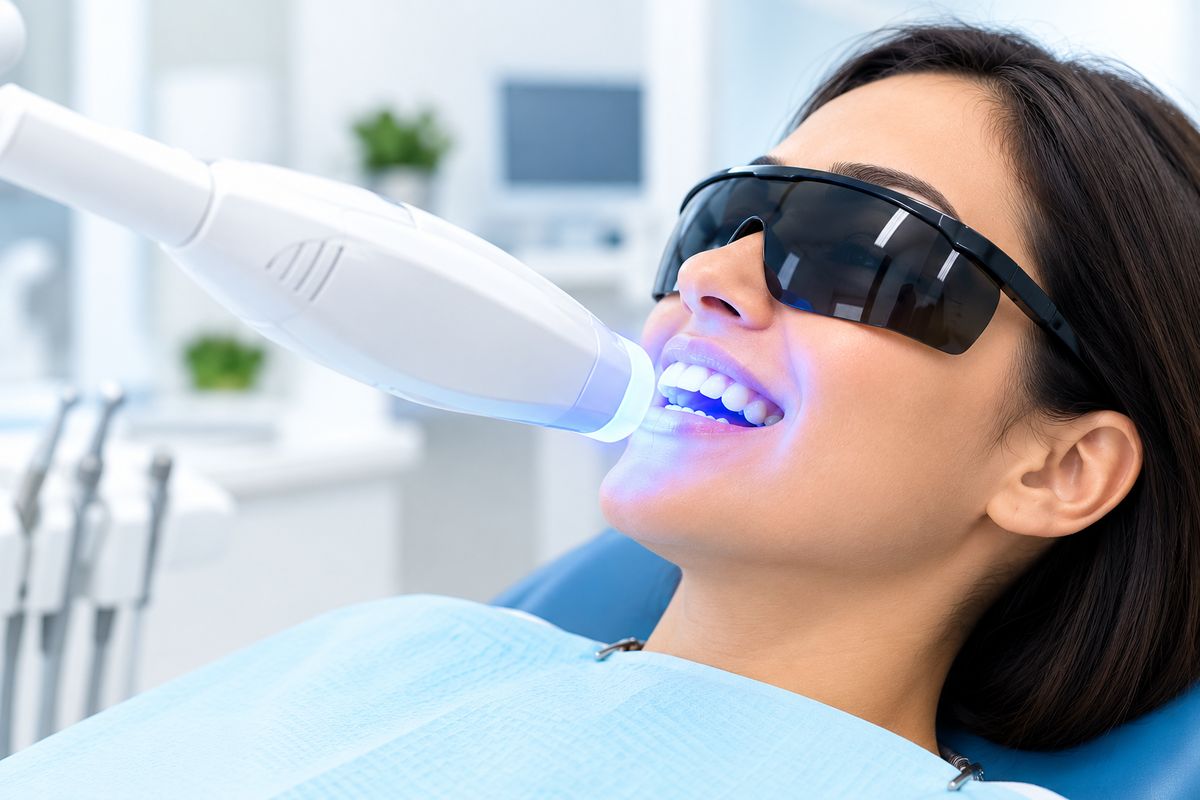Dental professional and patient during a cosmetic dentistry consultation