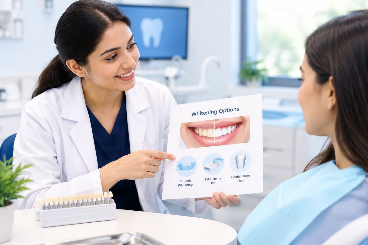 Dental professional helping a patient with smile care